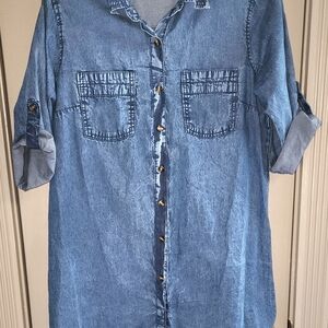 Speed Control Casual Blue Button Down Shirt Dress